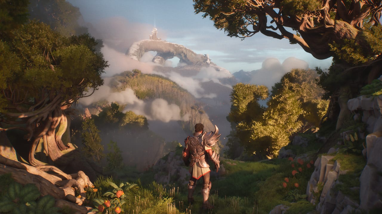 Guild Wars 3 landscape screenshot of Orr's frontier, cliffs, and spirit-touched wilderness